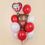 Шар (30''/76 см) Фигура, Мишка с сердцем, Сатин, 1 шт. в уп., 27393P