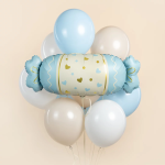 Шар (34''/86 см) Фигура, Конфета, Сердечки, Голубой, Сатин, 1 шт. в уп., 27275P