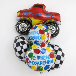 Шар (30''/76 см) Фигура, С Днем Рождения, Пикап Монстр-Трак, Красный, 1 шт., 15495