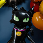 Шар 3D (49''/124 см) Фигура на подставке, Кошка на луне, 1 шт. в уп., 24356