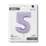 Шар (40''/102 см) Цифра, 5, Сиреневый, Сатин, 1 шт. в уп., 400500SL-P