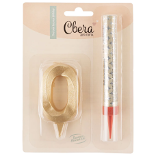 Набор, Фонтан и Свеча Цифра, 0 Грани, Золото, 10 см, 1 шт., 1770