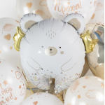 Шар (23''/58 см) Фигура, Мишка с золотыми крылышками, Сатин, 1 шт. в уп., 23791