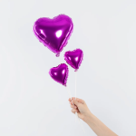 Шар с клапаном (5''/13 см) Микро-сердце, Фуше, Металлик, 1 шт., 27230