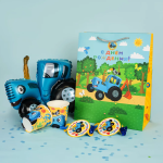 Шар с клапаном (12''/30 см) Мини-фигура, Синий трактор, 5 шт. в уп., 20130