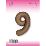 Шар (40''/102 см) Цифра, 9 Slim, Шоколад, Матовый, 1 шт. в уп., B901919MCH