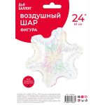 Шар (24''/61 см) Фигура, Снежинка (надув воздухом), Прозрачный, Хамелеон, 1 шт. в уп., 26106P