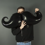 Шар (51''/130 см) Фигура, Усы, Черный, 1 шт., 21902