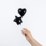 Шар с клапаном (5''/13 см) Микро-сердце, Черный, 1 шт., 27232