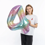 Шар (34''/86 см) Цифра, 4 Радужные искры, Градиент, 1 шт. в уп., 130034