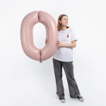 Шар (40''/102 см) Цифра, 0 Slim, Пыльная роза, 1 шт. в уп., 224371