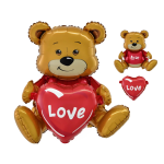 Шар (20''/51 см) Фигура 3D, Сидячий мишка с сердцем, 1 шт. в уп., 24255