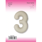 Шар (40''/102 см) Цифра, 3 Slim, Кремовый Латте, Матовый, 1 шт. в уп., B901913MCL