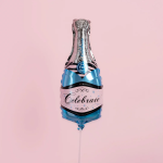 Шар с клапаном (14''/36 см) Мини-фигура, Бутылка Шампанское, Голубой, 1 шт., 180591B