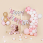 Шар (35''/89 см) Цифра на подставке, 3 Годика, Мишка в колпачке, Розовый, Сатин, 1 шт. в уп., 267563P