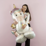 Шар 3D (44''/112 см) Фигура на подставке, Единорог с мороженым, 1 шт. в уп., GK70019-P