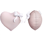 Шар (22''/56 см) Сердце, Белый бант, Розовый, Сатин, 1 шт. в уп., 27456