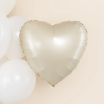 Шар (22''/56 см) Сердце, Кремовый, Сатин, 1 шт. в уп., 220000SCR-P