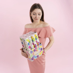 Пневмохлопушка (12/30 см), Воздушные шары, Звезды фольга и круги тишью, Золото, 1 шт., 723037