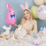 Шар 3D (24''/61 см) Ходячая Фигура, Заяц, Розовый, 1 шт., R367R