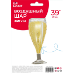 Шар (39''/99 см) Фигура, Бокал, Искрящееся Шампанское, 1 шт. в уп., 15257P