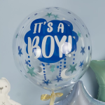 Шар с клапаном (18''/46 см) Сфера, Это Мальчик, Прозрачный, Кристалл, 1 шт. в уп., 518009