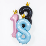 Шар (40''/102 см) Цифра, 8 Золотая корона, Голубой, 1 шт. в уп., 131188