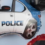 Шар (28''/71 см) Фигура, Полицейская машина, Синий, 1 шт., 245B