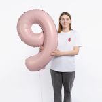 Шар (40''/102 см) Цифра, 9 Slim, Пыльная роза, 1 шт. в уп., 224647