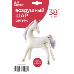 Шар (38''/97 см) Фигура 3D, Нежный единорог, Сатин, 1 шт. в уп., 26682