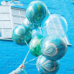 Шар 3D (24''/61 см) Сфера, Мраморная иллюзия, Голубой, Агат, 1 шт., 550572B