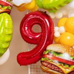 Шар (40''/102 см) Цифра, 9 Slim, Красный, Металлик, 1 шт. в уп., B901919R