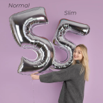 Шар (40''/102 см) Цифра, 5 Slim, Серебро, 1 шт., 901915P