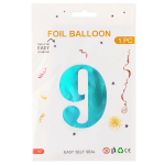 Шар (40''/102 см) Цифра, 9, Тиффани, Металлик, 1 шт. в уп., 24239