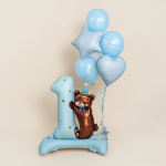 Шар (18''/46 см) Сердце, Голубой, Сатин, 1 шт., 27181