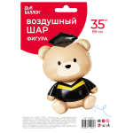 Шар (35''/89 см) Фигура, Медвежонок Выпускник, 1 шт. в уп., 27616