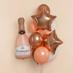 Шар (39''/99 см) Фигура, Бутылка Шампанское, Розовый, Сатин, 1 шт. в уп., 26092P
