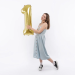 Шар (40''/102 см) Цифра, 1, Белое золото, Металлик, 1 шт. в уп., 24021