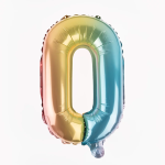 Шар с клапаном (16''/41 см) Мини-цифра, 0, Нежная радуга, Градиент, 1 шт., 180160