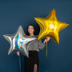 Шар (32''/81 см) Звезда, Золото, Голография, 1 шт., 24044