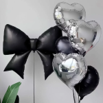 Шар (39''/99 см) Фигура, Бант, Черный, Сатин, 1 шт. в уп., 27064P