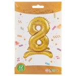 Шар (32''/81 см) Цифра на подставке, 8, Золото, 1 шт. в уп., 24128