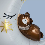 Шар (34''/86 см) Фигура, Полумесяц с медвежонком, 1 шт. в уп., 23553P