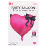 Шар (22''/56 см) Сердце, Черный бант, Фуше, Сатин, 1 шт. в уп., 27455