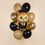 Шар (37''/94 см) Фигура, Сова Выпускник, Сатин, 1 шт., 27766