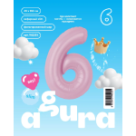 Шар (40''/102 см) Цифра, 6 Slim, Зефирный, 1 шт. в уп., 942251