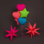 Шар 3D (26''/66 см) Звезда, Составная, Розовый, Неон, 1 шт. в уп., 26226