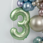 Шар (40''/102 см) Цифра, 3, Авокадо, Сатин, 1 шт. в уп., 24313