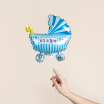 Шар (13''/33 см) Мини-фигура, Коляска для мальчика, Голубой, 1 шт., 902740