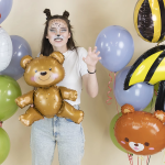 Шар (24''/61 см) Фигура 3D, Сидячий мишка, Коричневый, 1 шт., 23358